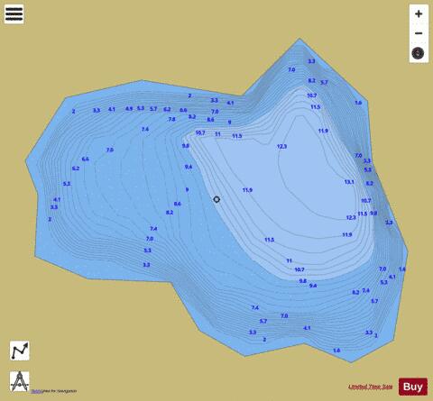 Second Balena Lake depth contour Map - i-Boating App