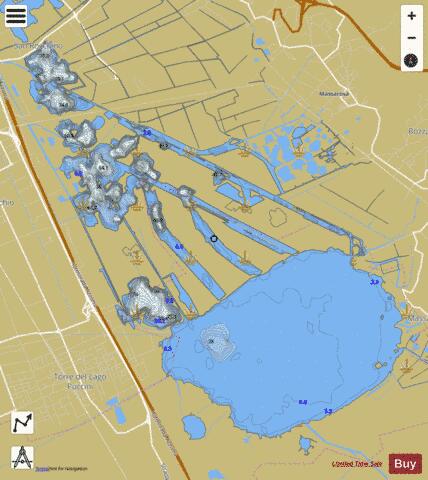 Lago di Massaciuccoli depth contour Map - i-Boating App