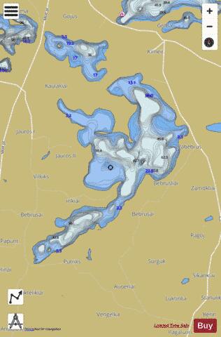 ez. Bebrusai depth contour Map - i-Boating App