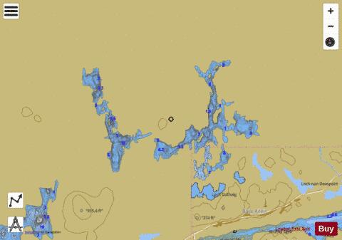 Loch Trealaval + Loch Cuil Airidh A Flod + Loch Nam Faoileag + Loch Airidh Na Ceardaich + Loch Fadagoa depth contour Map - i-Boating App
