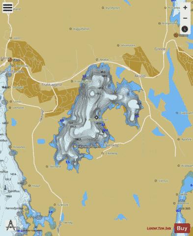 Aksdalsvatnet depth contour Map - i-Boating App