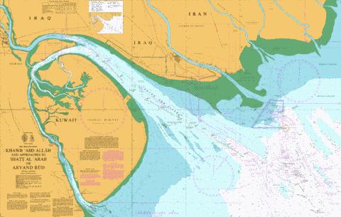 Khawr `Abd Allah and Approaches to Shatt al `Arab  or Arvand Rud Marine Chart - Nautical Charts App