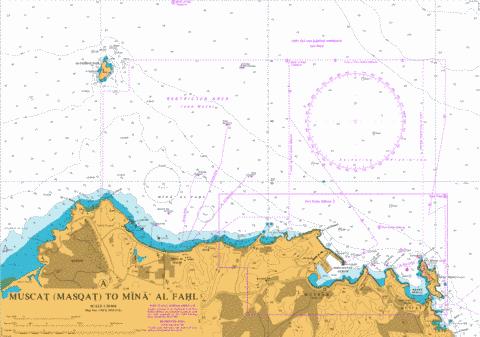 A Muscat (Masqat) to Mina' al Fahl Marine Chart - Nautical Charts App