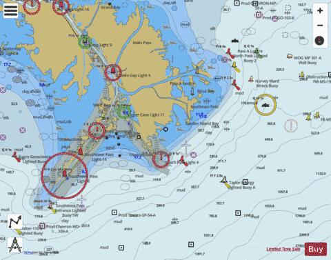 MISSISSIPPI RIVER DELTA Marine Chart - Nautical Charts App