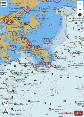 APPROACHES TO MISSISSIPPI RIVER Marine Chart - Nautical Charts App