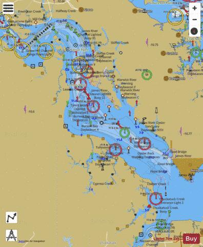 JAMES RIVER NEWPORT NEWS TO JAMESTOWN ISLAND Marine Chart - Nautical Charts App