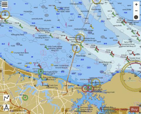 CHESAPEAKE BAY CAPE HENRY TO THIMBLE SHOAL LIGHT Marine Chart - Nautical Charts App