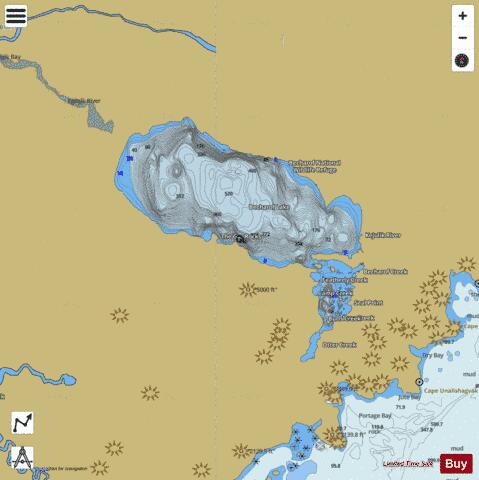 Becharof Lake depth contour Map - i-Boating App