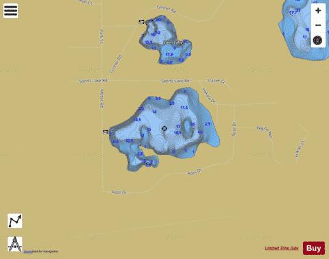 Sport Lake depth contour Map - i-Boating App