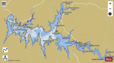 Cedar Creek Reservoir depth contour Map - i-Boating App
