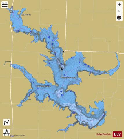 Lake Peckerwood + Hartz Reservoir depth contour Map - i-Boating App