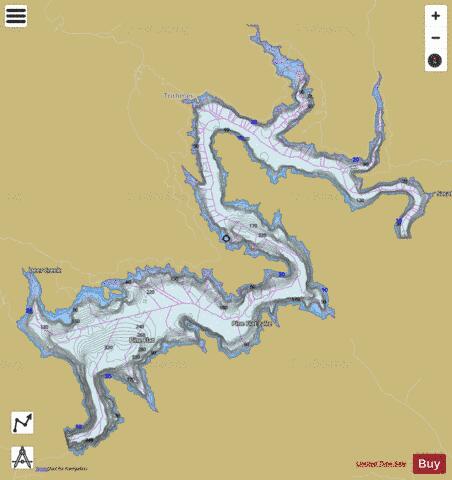 Pine Flat Lake depth contour Map - i-Boating App