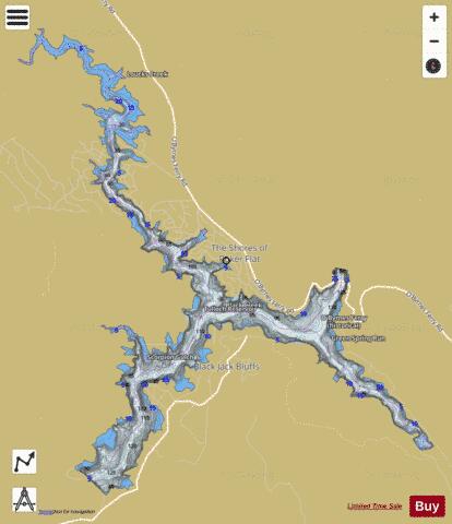 Tulloch Reservoir depth contour Map - i-Boating App