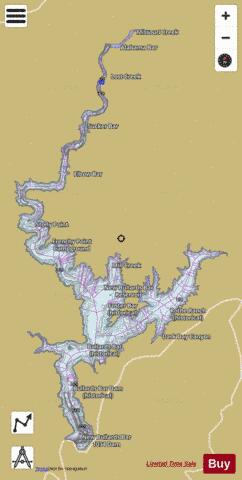 New Bullards Bar Reservoir depth contour Map - i-Boating App