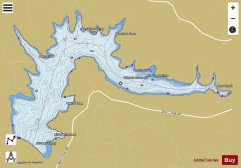 Briones Reservoir depth contour Map - i-Boating App