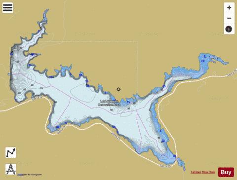 Kaweah Lake depth contour Map - i-Boating App