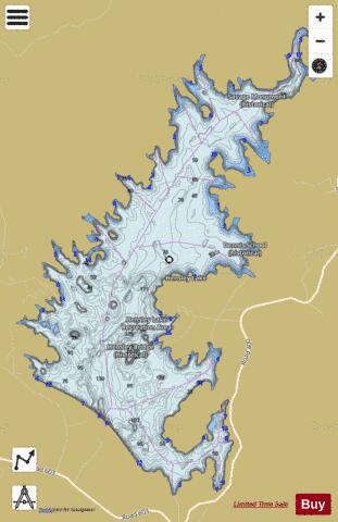 Lake Hensley depth contour Map - i-Boating App