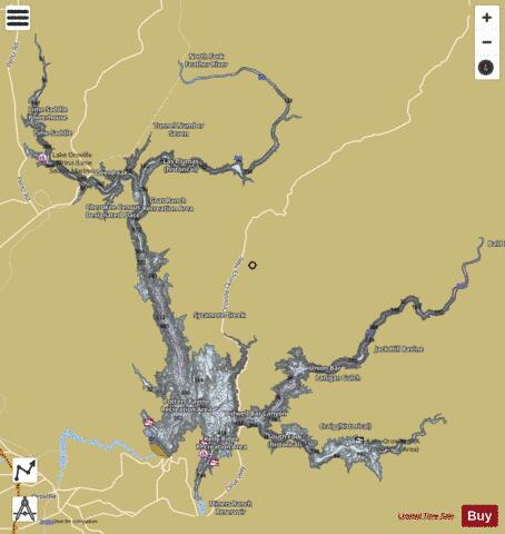 Lake Oroville depth contour Map - i-Boating App