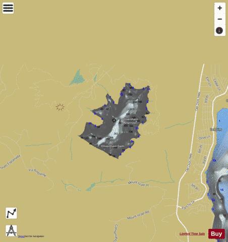 Olivenhain Dam depth contour Map - i-Boating App