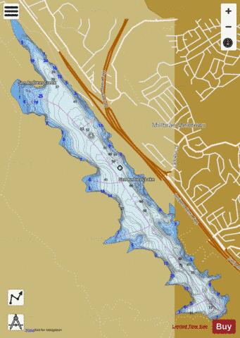 San Andreas Lake depth contour Map - i-Boating App