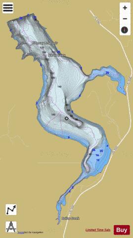 Ridgeway Reservoir depth contour Map - i-Boating App