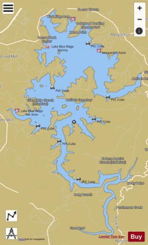 Blue Ridge Lake depth contour Map - i-Boating App