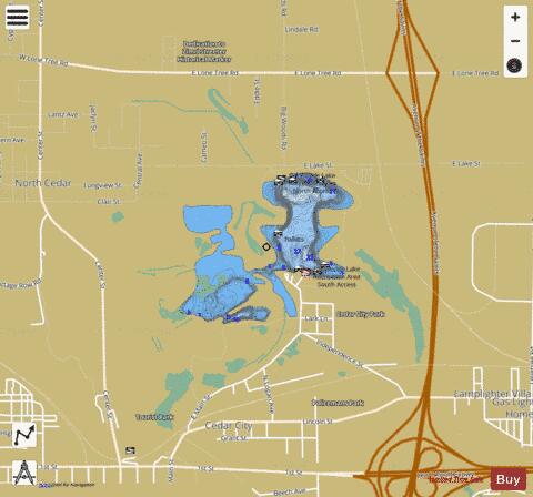 Big Woods Lake depth contour Map - i-Boating App