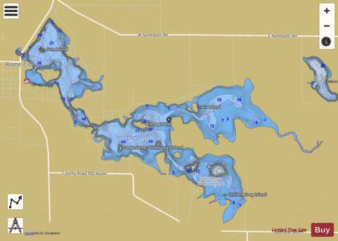 Sylvan Lake depth contour Map - i-Boating App