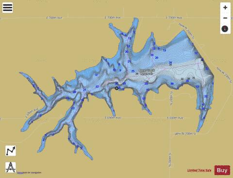 Bone Creek Reservoir depth contour Map - i-Boating App