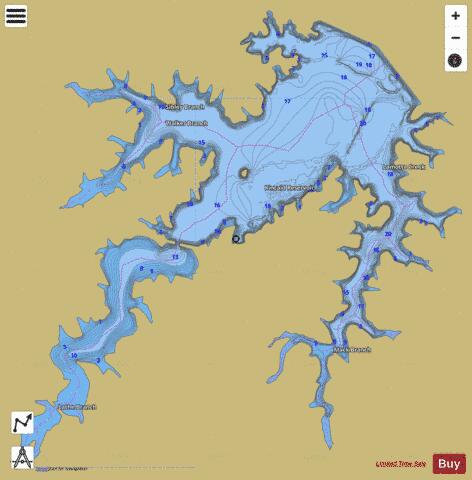Kincaid Reservoir depth contour Map - i-Boating App