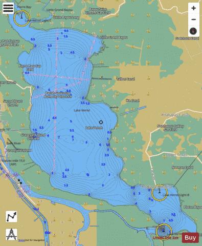 Lake Verret depth contour Map - i-Boating App