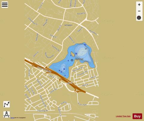 Spy Pond depth contour Map - i-Boating App