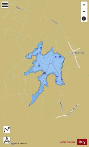 Aaron River Reservoir depth contour Map - i-Boating App