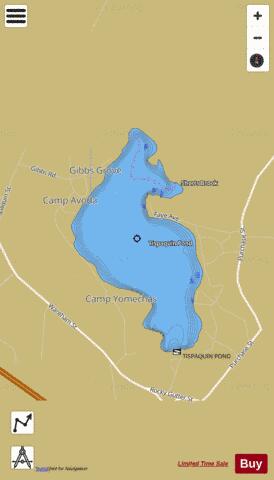 Tispaquin Pond depth contour Map - i-Boating App