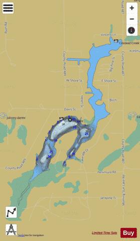 Crooked Lake ,Montmorency depth contour Map - i-Boating App