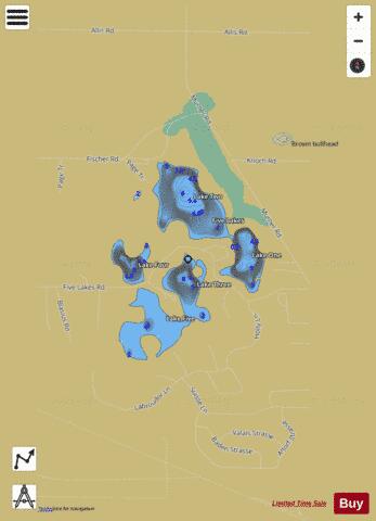 Five Lakes  South  ,Otsego depth contour Map - i-Boating App