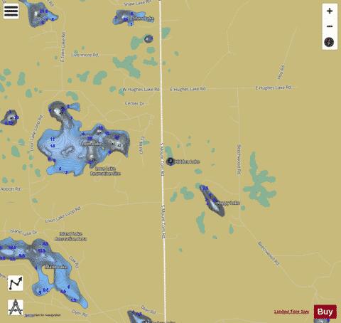 Hidden Lake Oscoda depth contour Map - i-Boating App