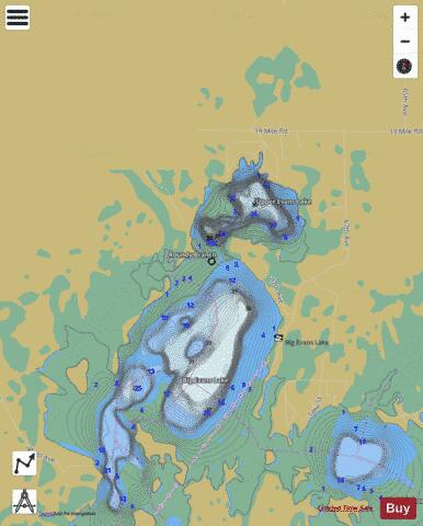 Upper Evans Lake depth contour Map - i-Boating App