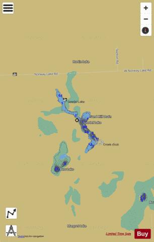 Sawdell Lake depth contour Map - i-Boating App