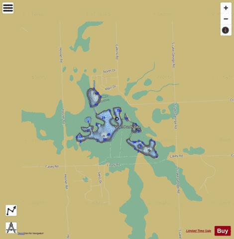 Seven Ponds Lake depth contour Map - i-Boating App
