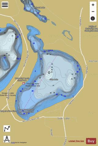 Side Lake depth contour Map - i-Boating App