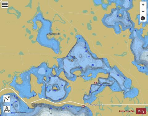 Dahlberg Lake + Leaf Lake depth contour Map - i-Boating App