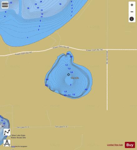 Ten Lake depth contour Map - i-Boating App