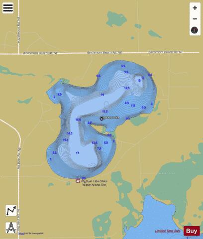 Big Bass Lake depth contour Map - i-Boating App