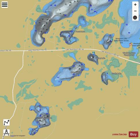 Mule Lake depth contour Map - i-Boating App