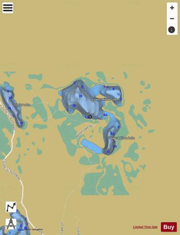 Lower Milton Lake + Upper Milton Lake depth contour Map - i-Boating App
