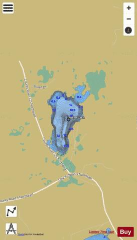 Boxell Lake depth contour Map - i-Boating App