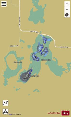 Big Hanson Lake + Hanson Lakes + depth contour Map - i-Boating App