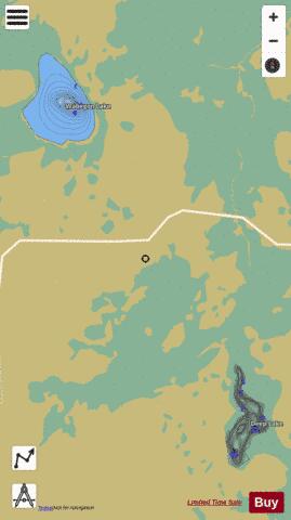 Deep Lake + Wabegon Lake depth contour Map - i-Boating App