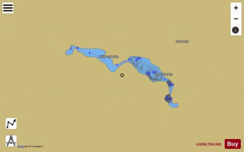 Dugout Lake + Skidway Lake depth contour Map - i-Boating App